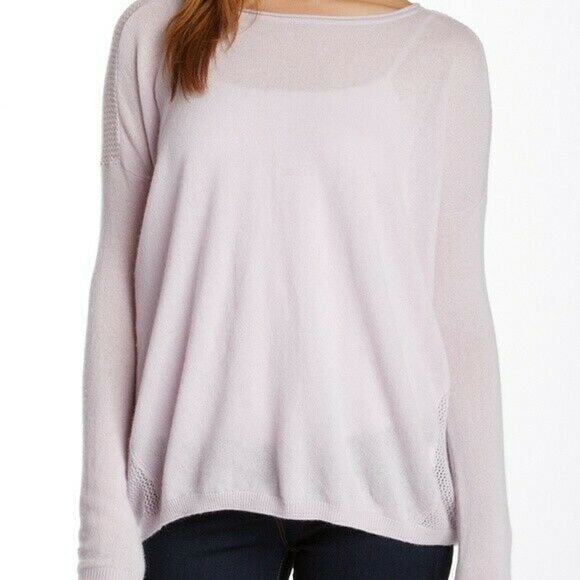 Vince Cashmere Pullover Sweater S Lavender Perforated Insets Long Sleeve - Picture 1 of 12